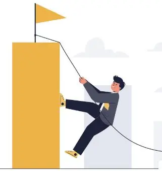 this image shows a person climbing to reach their goal