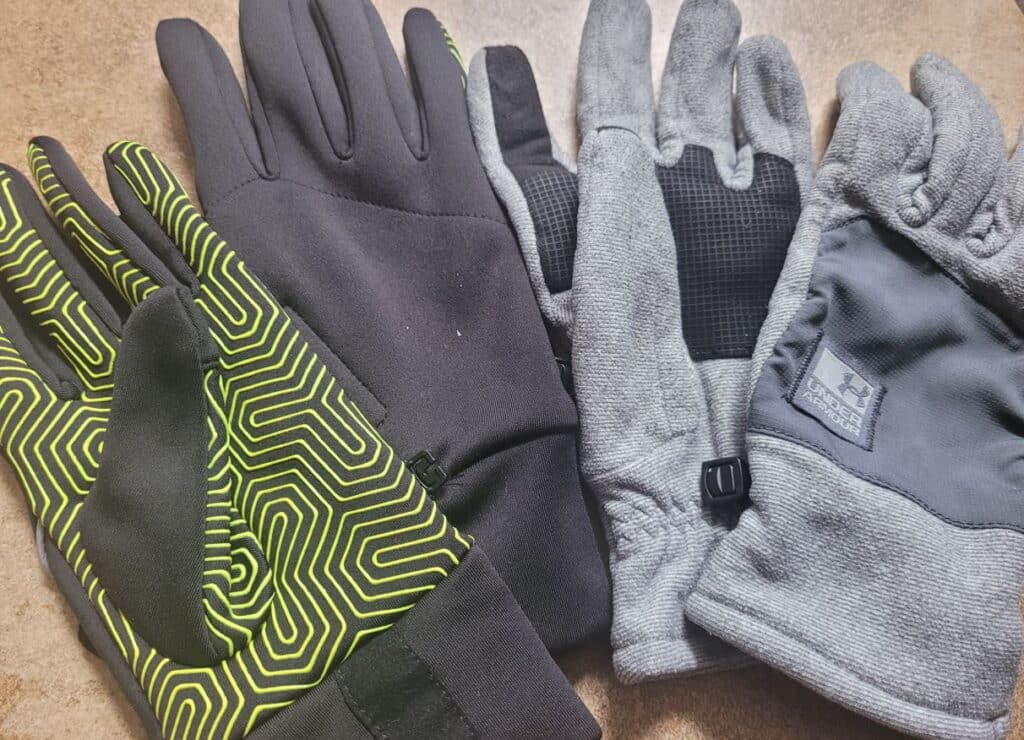 image shows two pairs of running gloves