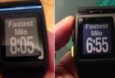 this image shows two different times for a mile run